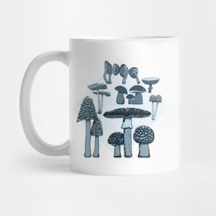 Mushroom Paradise Blue Background Mug